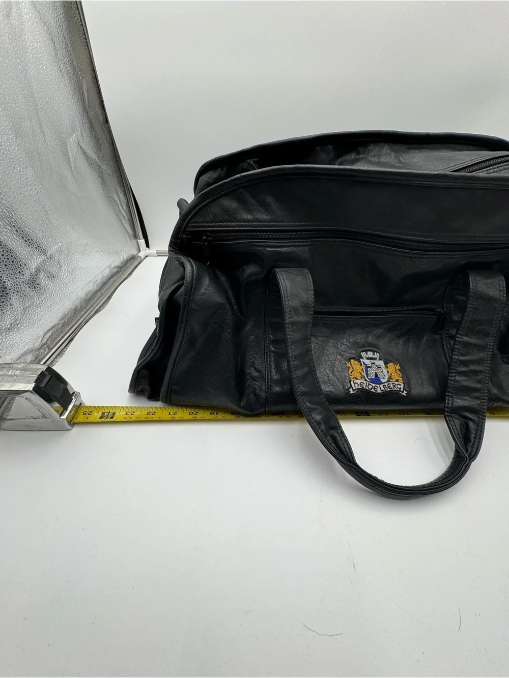 Vintage Heidelberg Germany Crest Black Faux Leather Travel Duffel  Weekender Bag